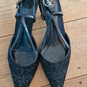 Elegant Black Women's Heels with Beaded Design